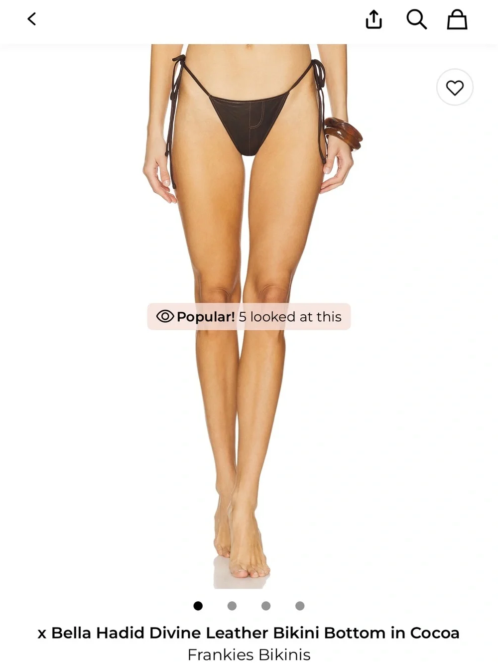 Frankie's Bikinis Leather Bikini Bottom in Cocoa Brown